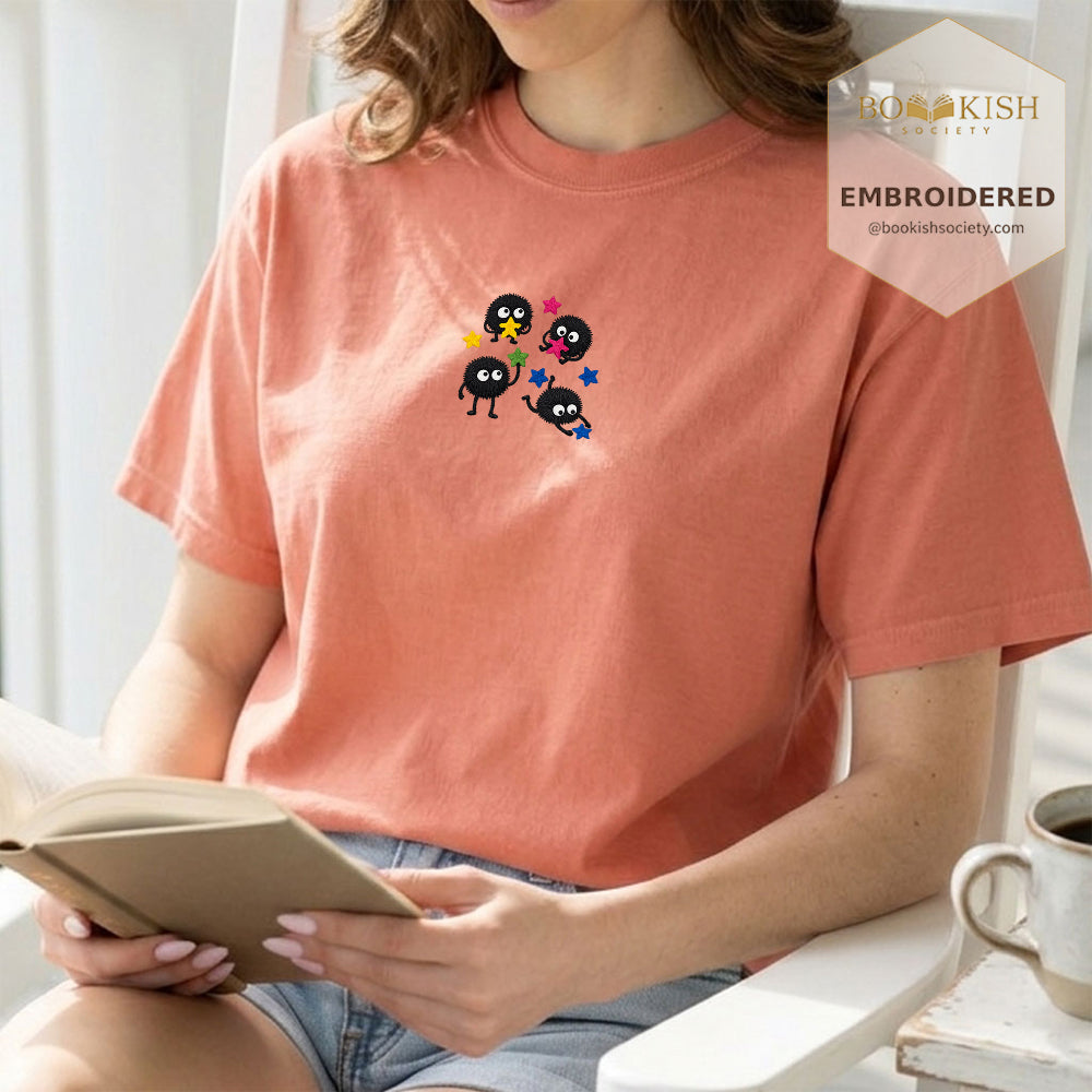 Embroidered Sprite Catching Star Candy Comfort Color ® T-shirt Book Lover Gift terracotta