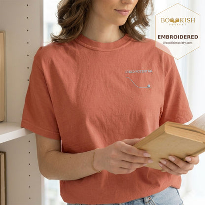 Embroidered I Had Potential Comfort Color ® T-shirt Book Lover Gift Terracotta