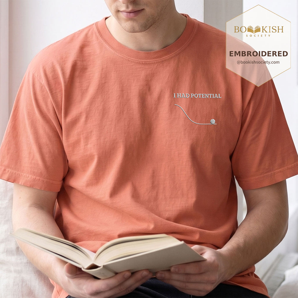 Embroidered I Had Potential Comfort Color ® T-shirt Book Lover Gift Terracotta
