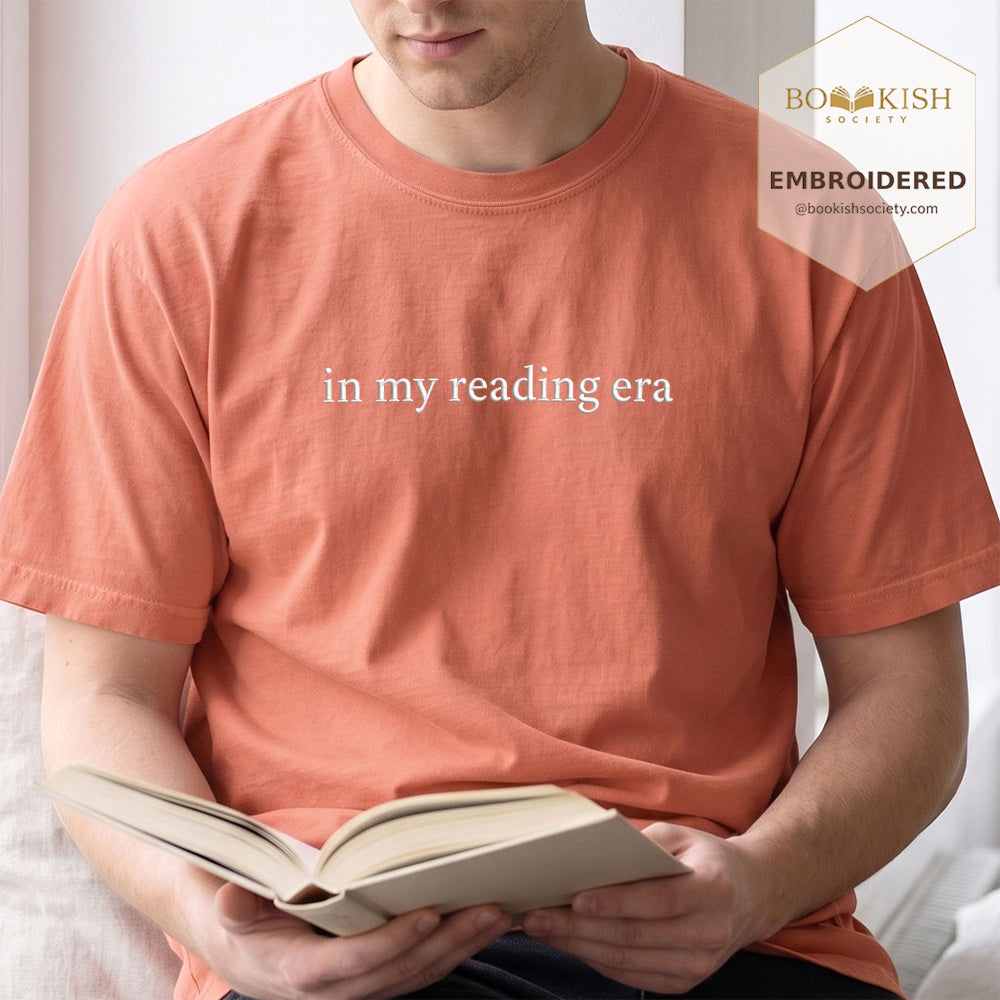 Embroidered In My Reading Era Comfort Color ® T-shirt Book Lover Gift Terracotta