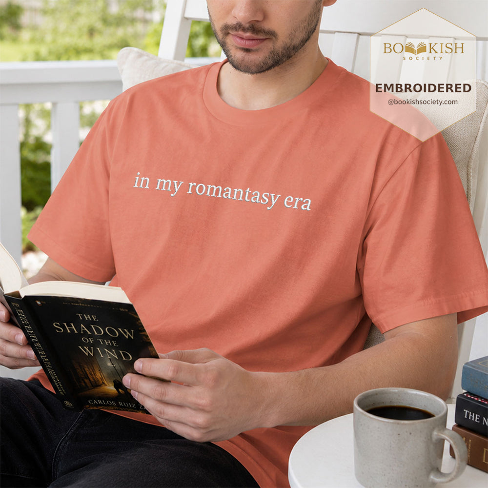 Embroidered in my fantasy romance era Comfort Color ® T-shirt Book Lover Gift Terracotta