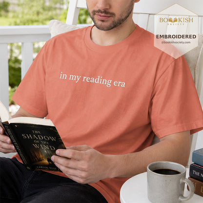 Embroidered In My Reading Era Comfort Color ® T-shirt Book Lover Gift Terracotta