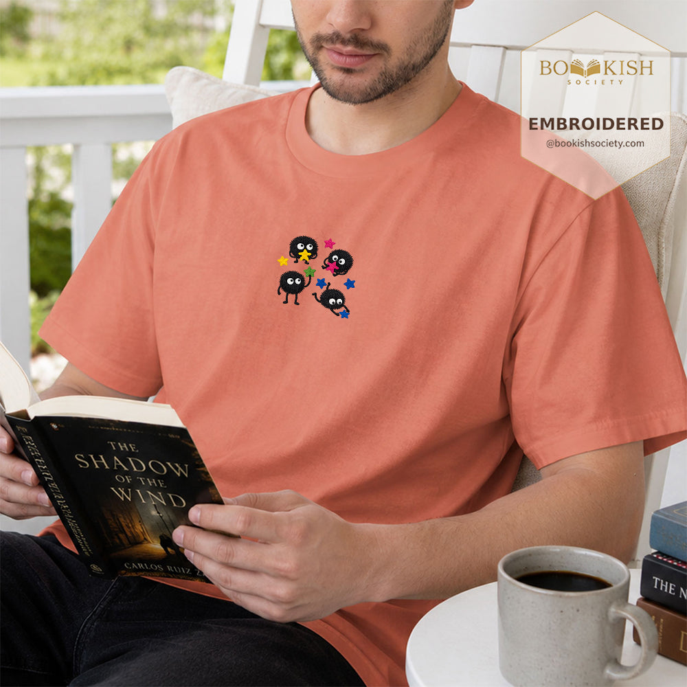 Embroidered Sprite Catching Star Candy Comfort Color ® T-shirt Book Lover Gift terracotta
