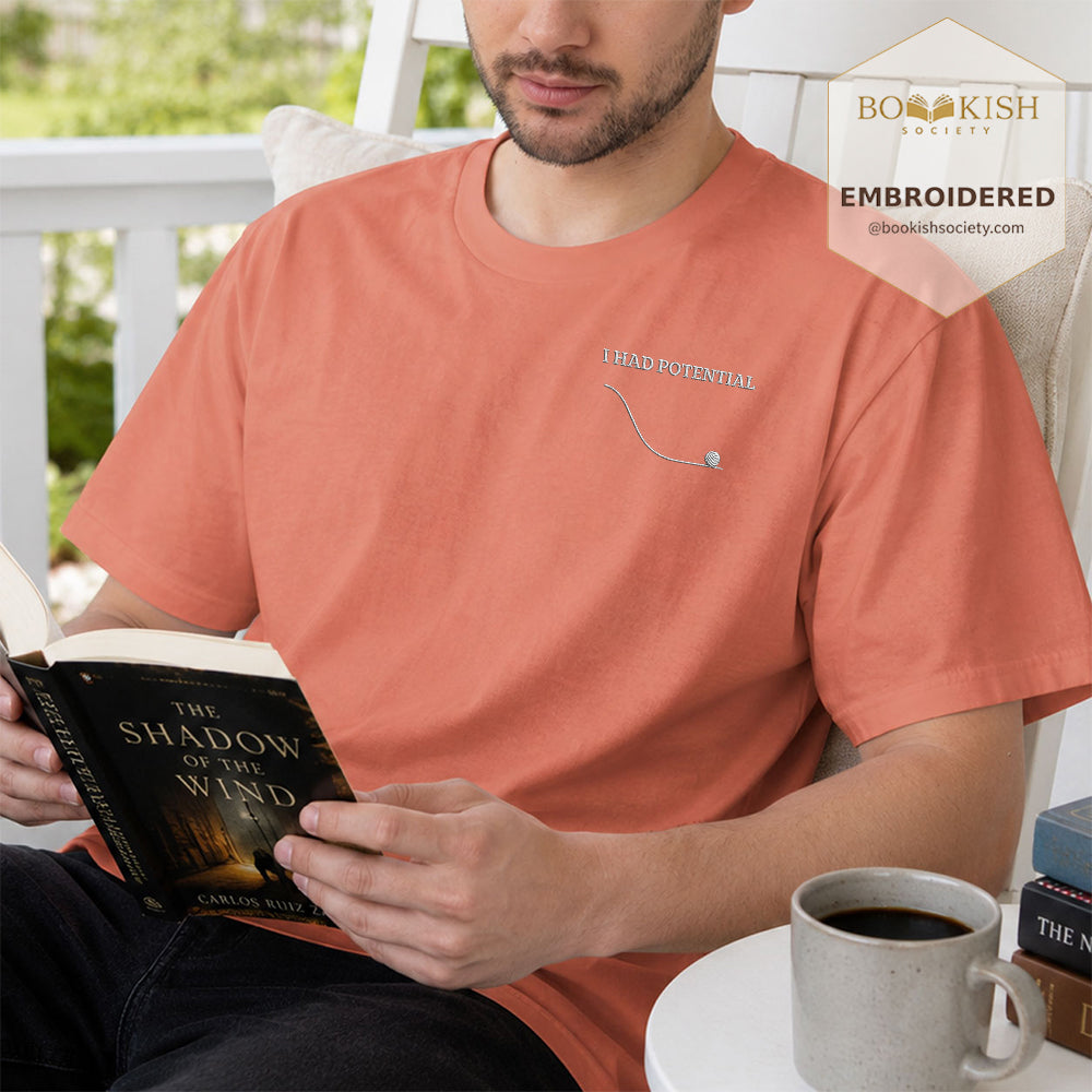 Embroidered I Had Potential Comfort Color ® T-shirt Book Lover Gift Terracotta