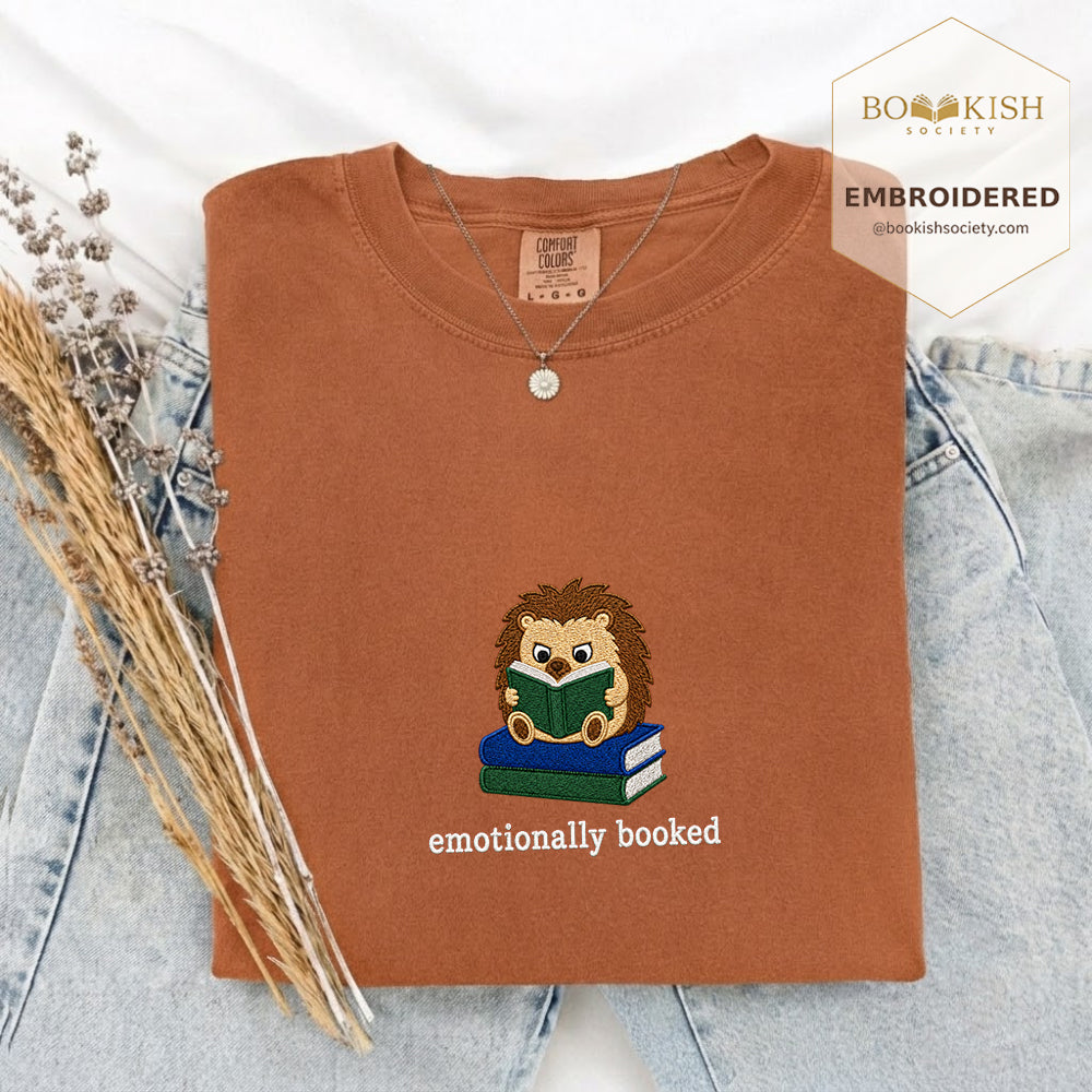 Emotionally Booked Embroidered Comfort Colors® T-shirt | Book Lover Gift Yam