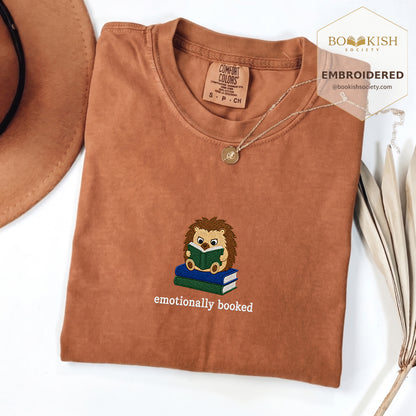 Emotionally Booked Embroidered Comfort Colors® T-shirt | Book Lover Gift Yam