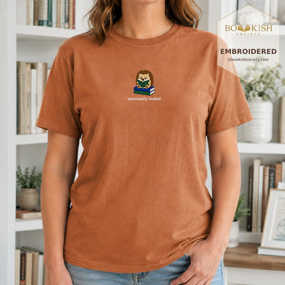 Emotionally Booked Embroidered Comfort Colors® T-shirt | Book Lover Gift Yam