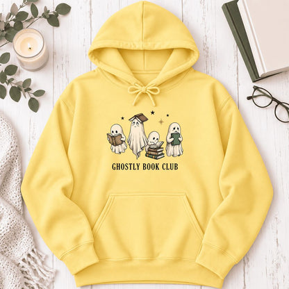 Ghostly Book Club Softstyle Hoodie | Spooky Book Lover Gift Yellow Haze
