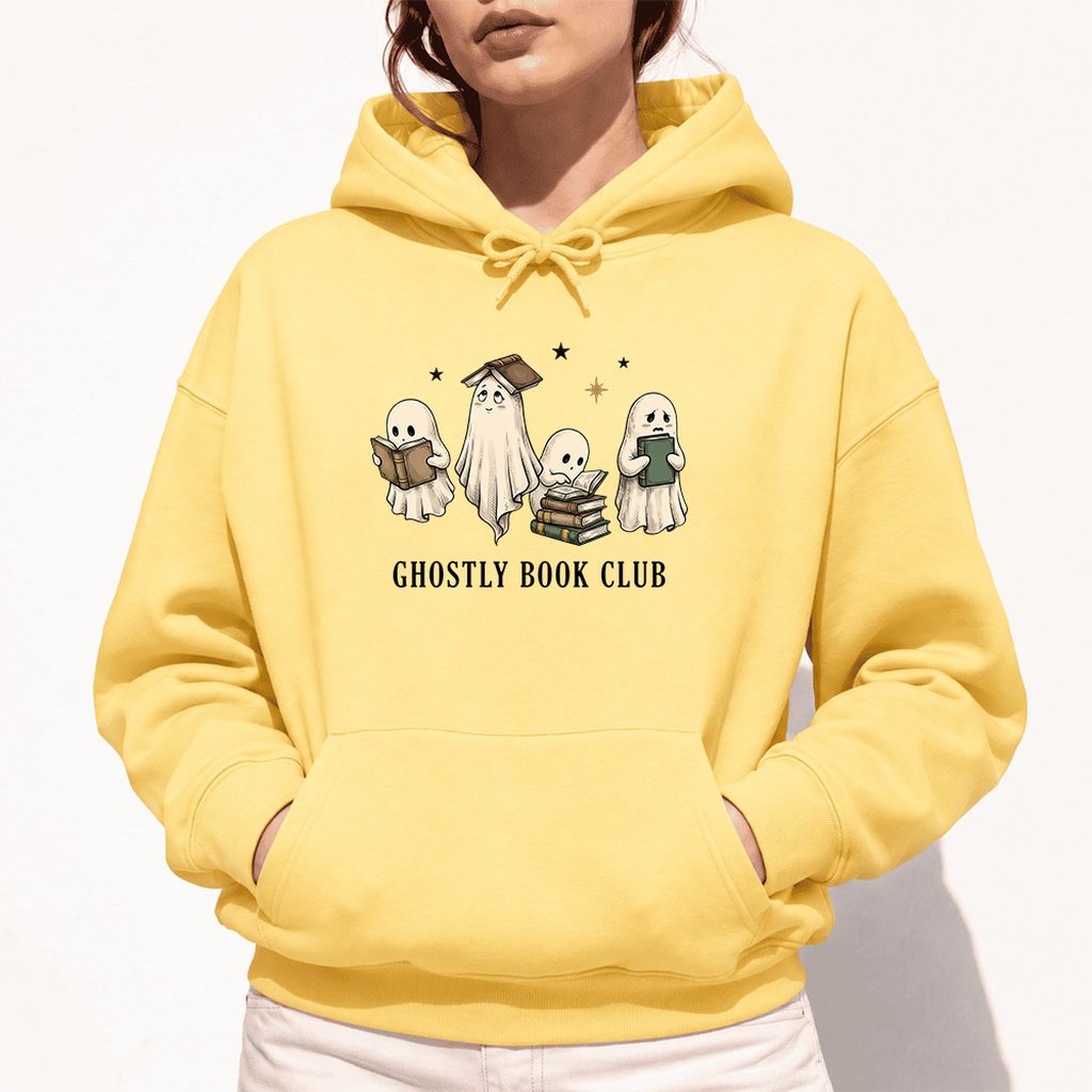 Ghostly Book Club Softstyle Hoodie | Spooky Book Lover Gift Yellow Haze